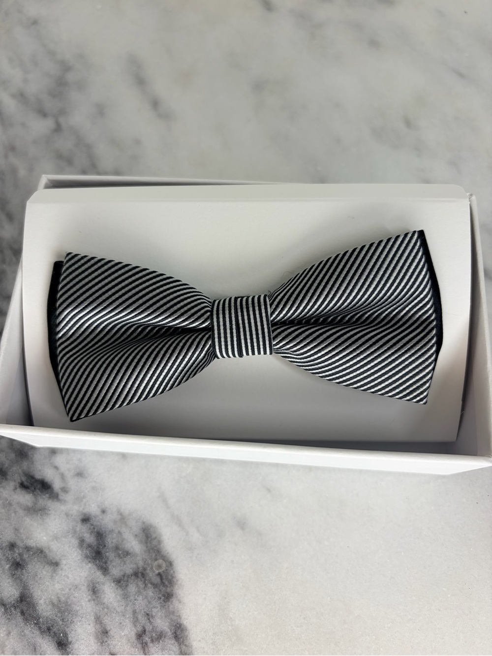 Calvin Klein Black & White Striped Bow Tie and Paisley Bow Tie - Picture 4 of 6